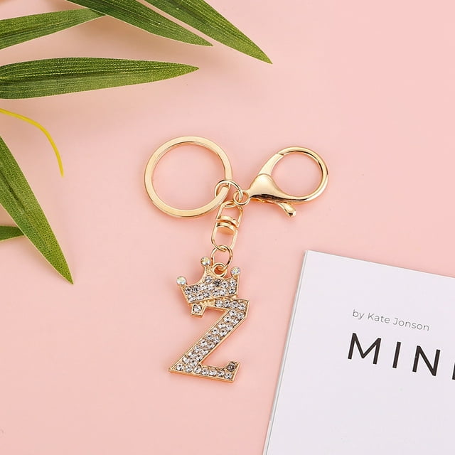 Stylish Metal Alphabet Letter Keychain Fashion Jewelry Accessory for Bags and Personal Items with Exquisite Encrusted Detailing