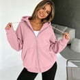 thumbnail image 6 of Womens Oversized Zip Up Hoodie Long Sleeve Casual Sweatshirt Relaxed Fit Hooded Jacket with Kangaroo Pocket, 6 of 6