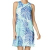 CALVIN KLEIN $119 Womens New 1130 Blue Leaves Shift Dress 0 Petites B+B