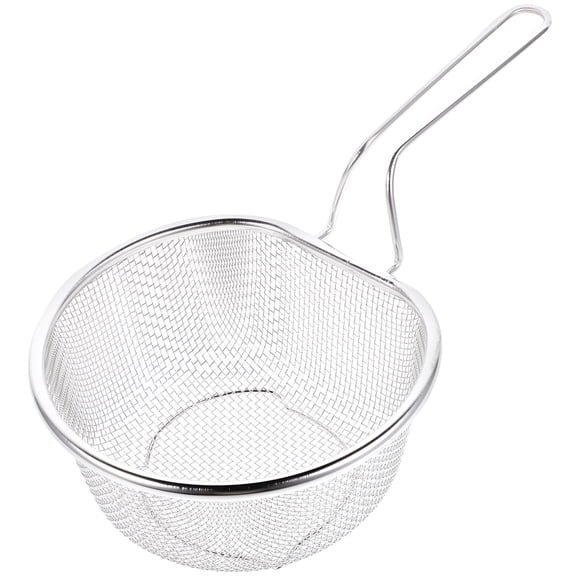 Cesta para freír de acero inoxidable con asa y filtro de aceite (21 cm)