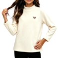 thumbnail image 5 of Big Girls Cute Undershirts Mock Neck Printed Fleece Pullover Drop Shoulder Warm Casual Fall Winter Outfits White 9-10Years, 5 of 5