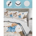 thumbnail image 4 of Quilts Twin-XL Size Bedding Set, Cartoon Cute Cat Lightweight Quilted Comforter, Blue Bow Knot Train Cloud Star Funny Soft Reversible Bedspread Coverlet with Pillow Covers for All Season, 68" x 98", 4 of 7