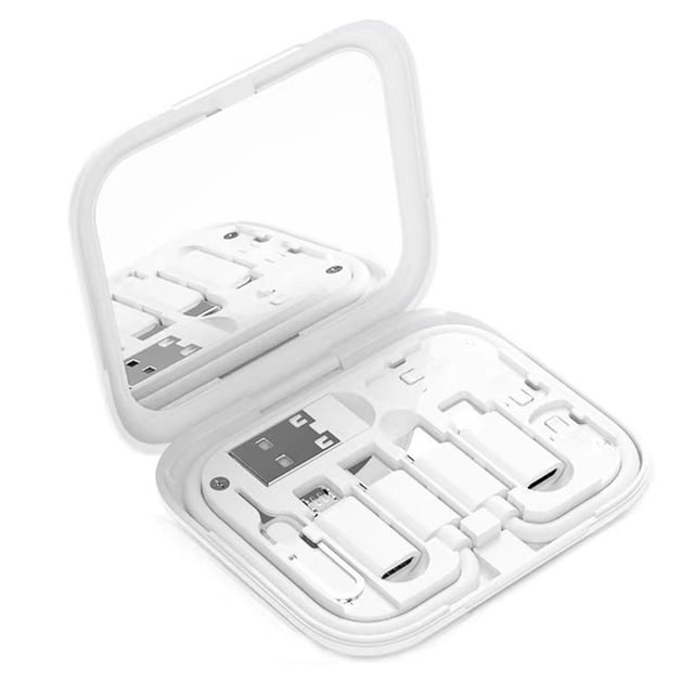 Adaptador USB, cable de carga múltiple, estuche para cable de datos con soporte para teléfono, pin para tarjeta SIM 9 en 1, kit de carga rápida USB tipo C