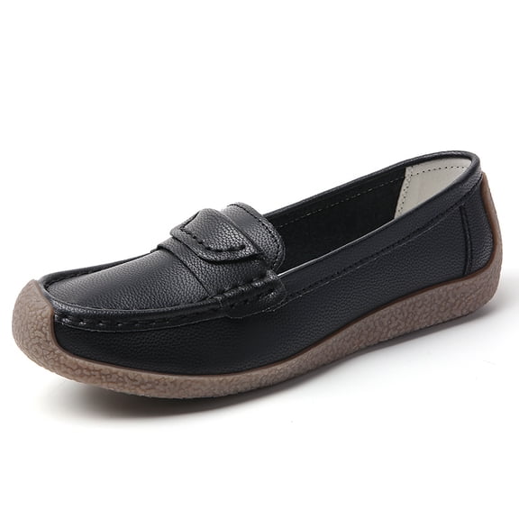 Big Size Women's Casual Loafers Slip On Leather Shoes Lightweight Walking Shoes Moccasins Classic Penny Loafer Flats Boat Shoes