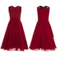 thumbnail image 3 of inhzoy Ball Gown For Girl High Waist Pleated Dress With Rhinestones For Wedding Communion Birthday Burgundy 6, 3 of 4