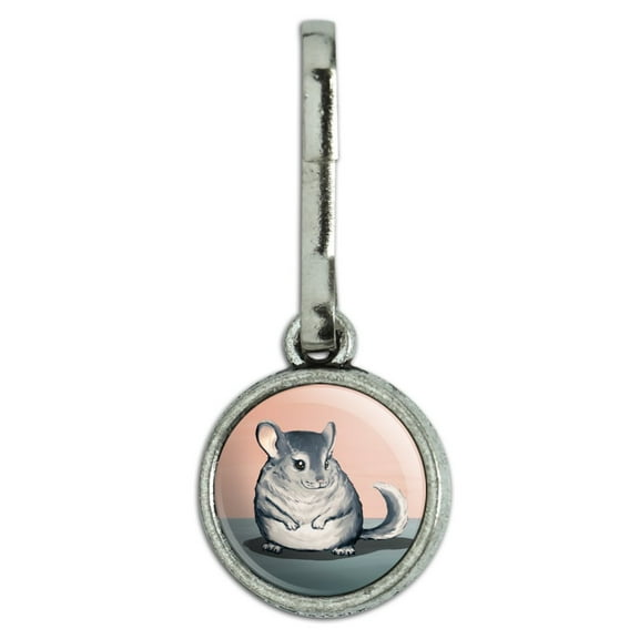 Cute Chinchilla Antiqued Charm Clothes Purse Suitcase Backpack Zipper Pull Aid