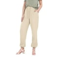 thumbnail image 2 of Pantalones de pijama de mujer de color liso, elásticos, con cintura elástica y efecto adelgazante - Ropa informal para casa con tejido arrugado y puños ajustables con cordón, 2 of 6