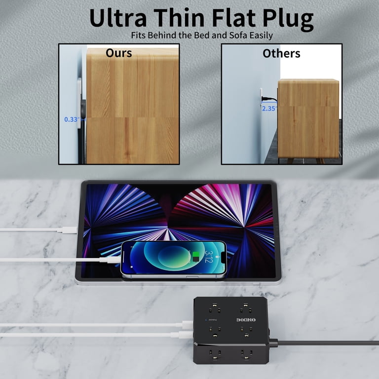 ONDOG 8-Outlet Power Strip with USB Ports, 6ft photo 4