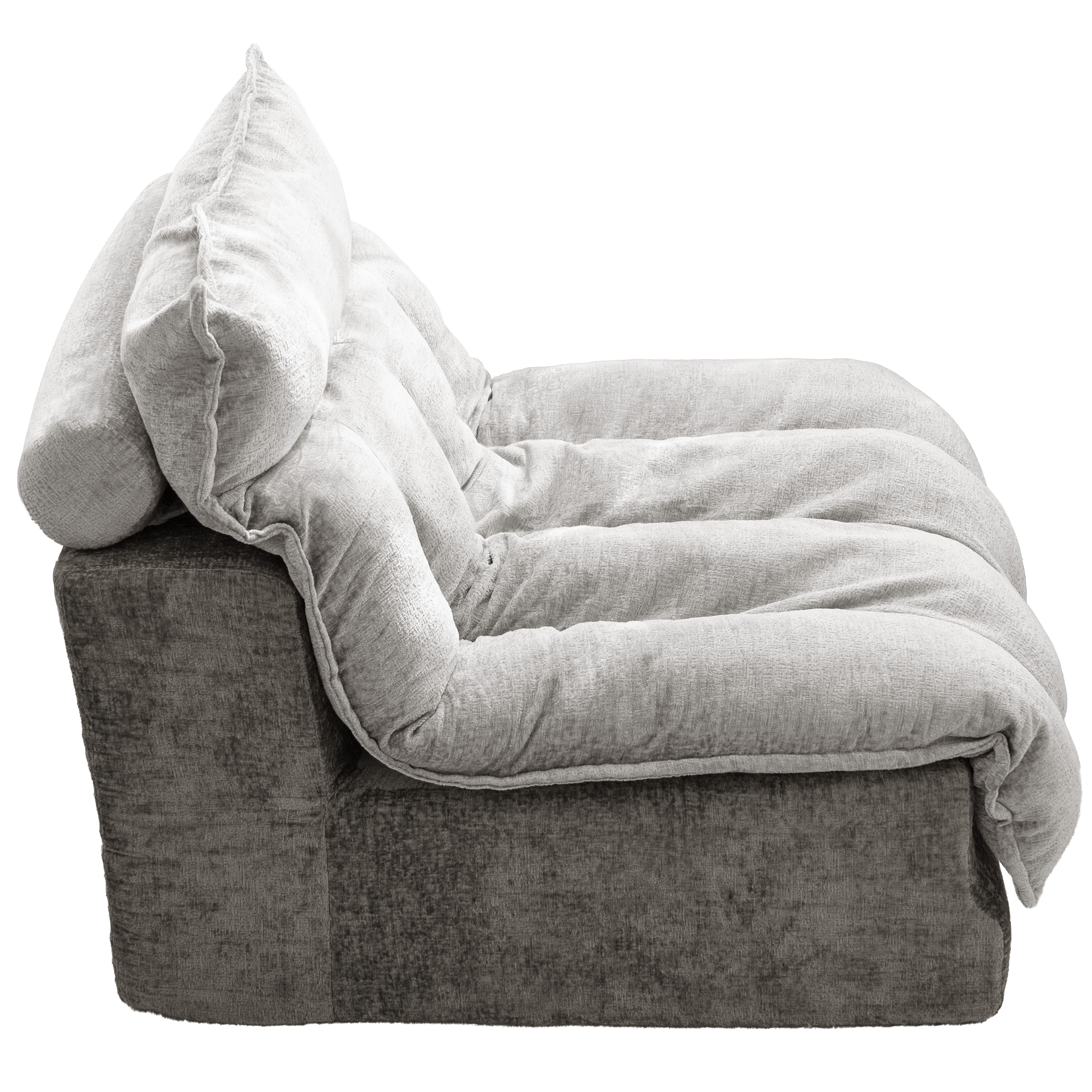 Leumius Single Cloud Sofa,Boneless Sofa Chair with Upholstered Seat Cushion,Modern Chenille Chaise Longue Chair for Living Room,Gray