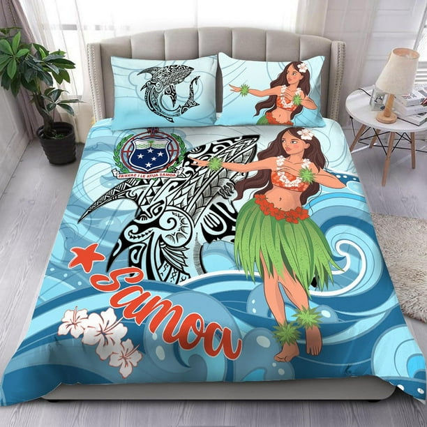 Juego de cama Samoa - Polinesia Niñas con tiburón