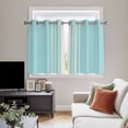 thumbnail image 5 of Aqua Beige Striped Kitchen Curtains Short 45 Inch Length, Modern Farmhouse Retro Lines Grommet Top Bedroom Living Room Curtains, Light Filtering Cafe Curtain Drapes 2 Panels Set 84''x45'', 5 of 9