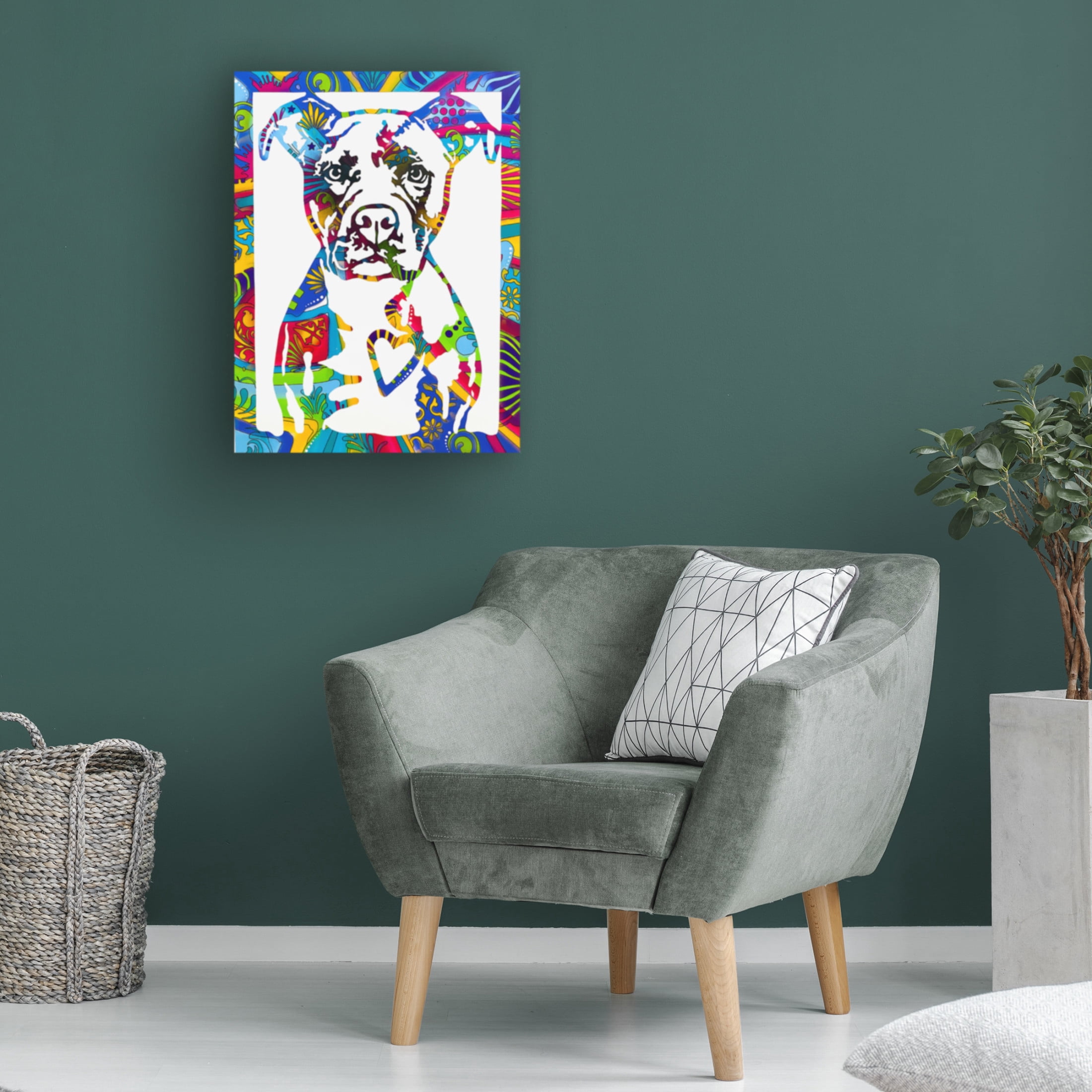 Canvas Wall Art - Dean Russo 'Heart Pittie' Wall Art for Living Room, Bedroom, or Office Décor by Trademark Fine Art - 18 x 24 Inches