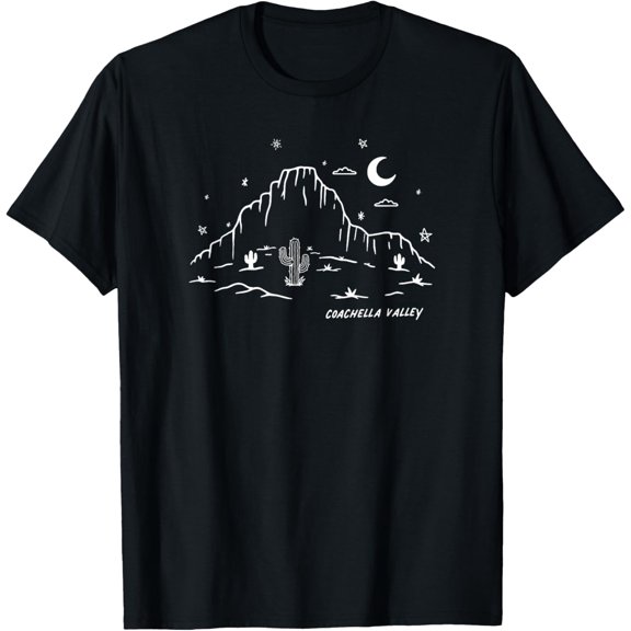 Trendy Coachella Valley Stars And Moon T-Shirt men and women can wear, black, white, gifts