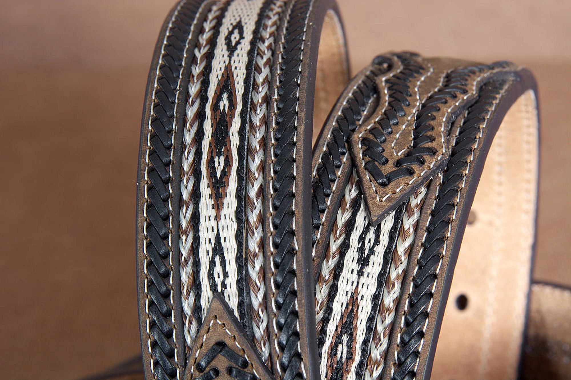 42 In Nocona Leather Mens Belt Braided Horse Hair Lacing  display picture 3