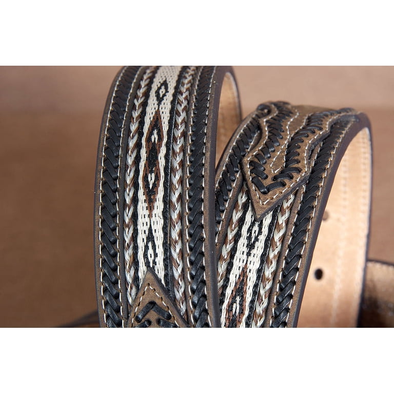 42 In Nocona Leather Mens Belt Braided Horse Hair Lacing  display picture 1