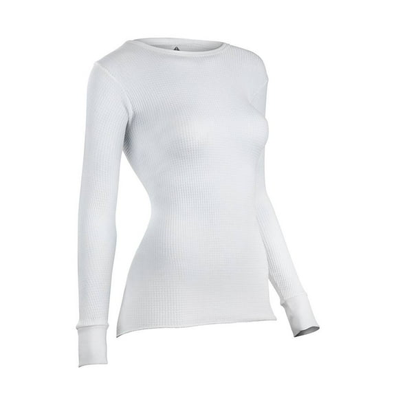 5000LS Women's White Warmwear Traditional Waffle Knit Thermal Top