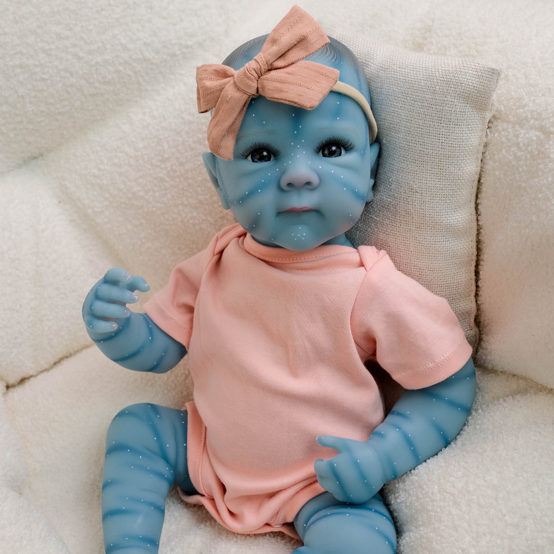 Lifelike Reborn Baby Dolls Full Body Silicone Girl- 18 Inch Soft Body Realistic Newborn Baby Dolls 3D Painted Sleeping Dolls Real Life Elf Baby Doll Toy for Kids Age 3 +