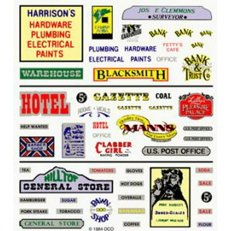 Woodland Scenics Dry Transfer Decals Assorted Business Signs