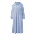 thumbnail image 4 of Prolriy Robe à Manches Longues pour Femmes Robe Décontractée Solide en Peluche à Capuche Robe Ample avec Poche Robe Chandail Chandails Robes pour Femmes Bleu Clair TTTG, 4 of 4