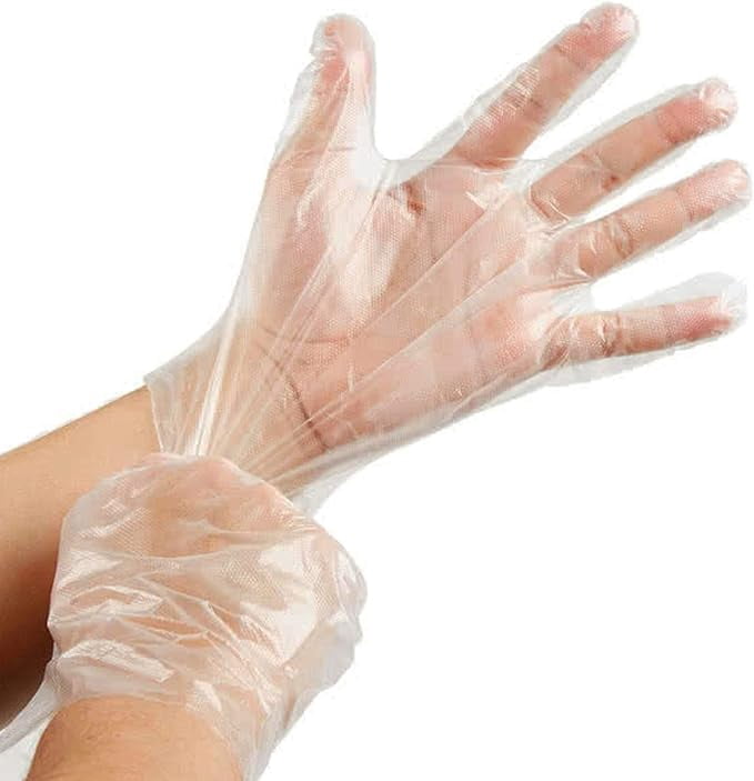 Poly Disposable Gloves (4/500) with 500 Count, Large, 4 Pack