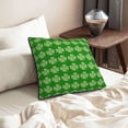 thumbnail image 6 of Velvet Decorative Throw Pillow Covers Set of 2, Soft Square Cushion Cover with Invisible Zipper Plaid Green Shamrocks Printing, 16"x16", 6 of 7