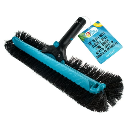 U.S. Pool Supply Professional 18 Heavy-Duty Floor & Wall Pool Brush with 270 Degrees of Durable Nylon Bristles – Reinforced Handle Scrub Clean Corners Steps Leaves Debris – Safe for Vinyl Liners U.S. Pool Supply Professional 18 Heavy-Duty Floor & Wall Pool Brush with 270 Degrees of Durable Nylon Bristles – Reinforced Handle Scrub Clean Corners Steps Leaves Debris – Safe for Vinyl Liners