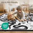 thumbnail image 4 of ODIKA 4'x6' Washable Area Rug Non-Slip, Chair-Friendly, Flatwoven Tattoo Aesthetic With Allover Scattered Motif Snake Serpent Vintage Playful for Home Office, Under Desk, 4 of 7