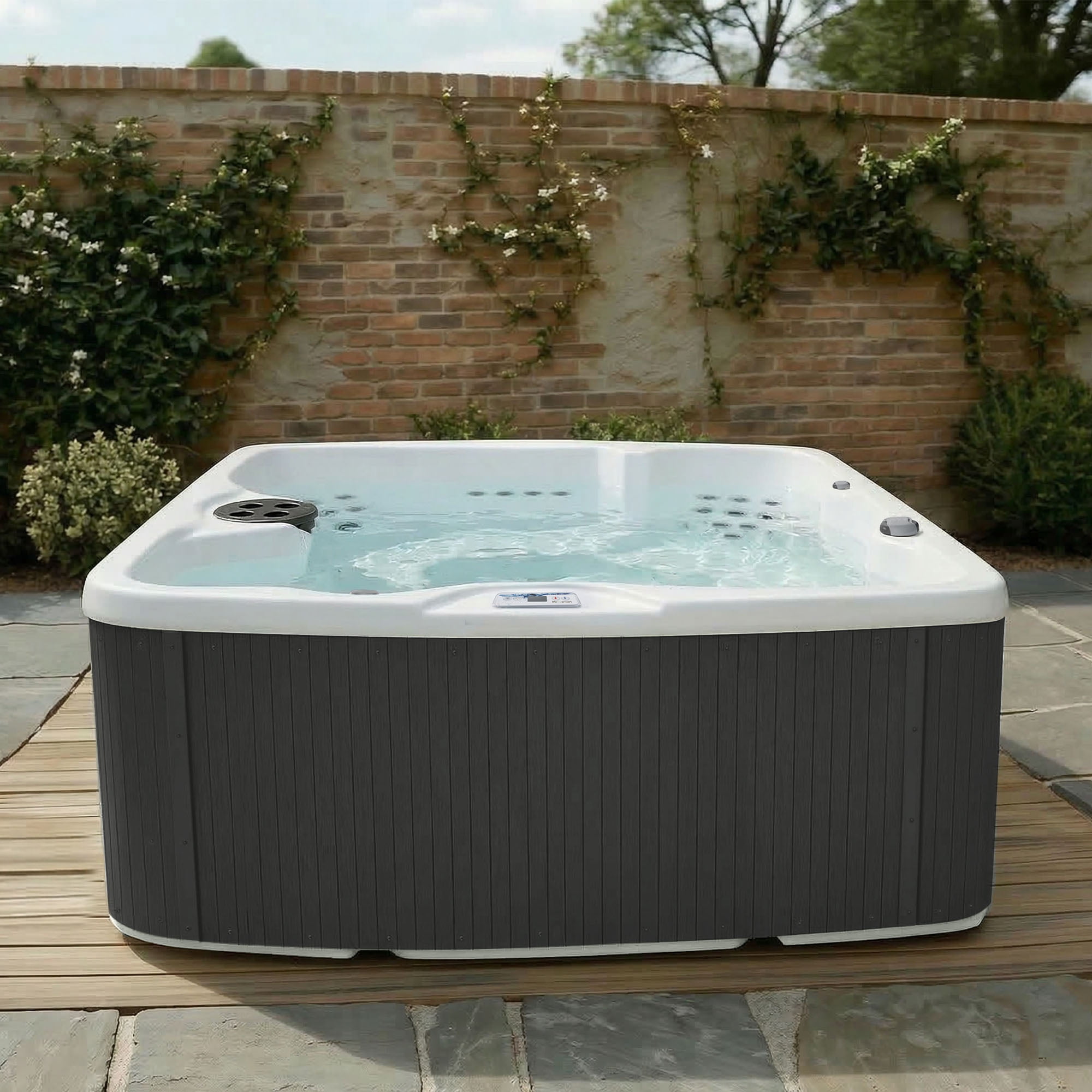 Lifesmart LS550 Plus, 5-Person, 65 Jet, 230-Volt Spa, Arctic White/Coastal Gray
