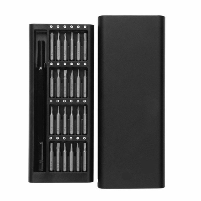 Tignapoo 24-Piece Precision Screwdriver and Bit Set for Electronics Repair, Magnetic Handle, S-2 Steel, Available in Aluminum or Plastic Storage Box, Ideal for Mobile Phones, Cameras, and More
