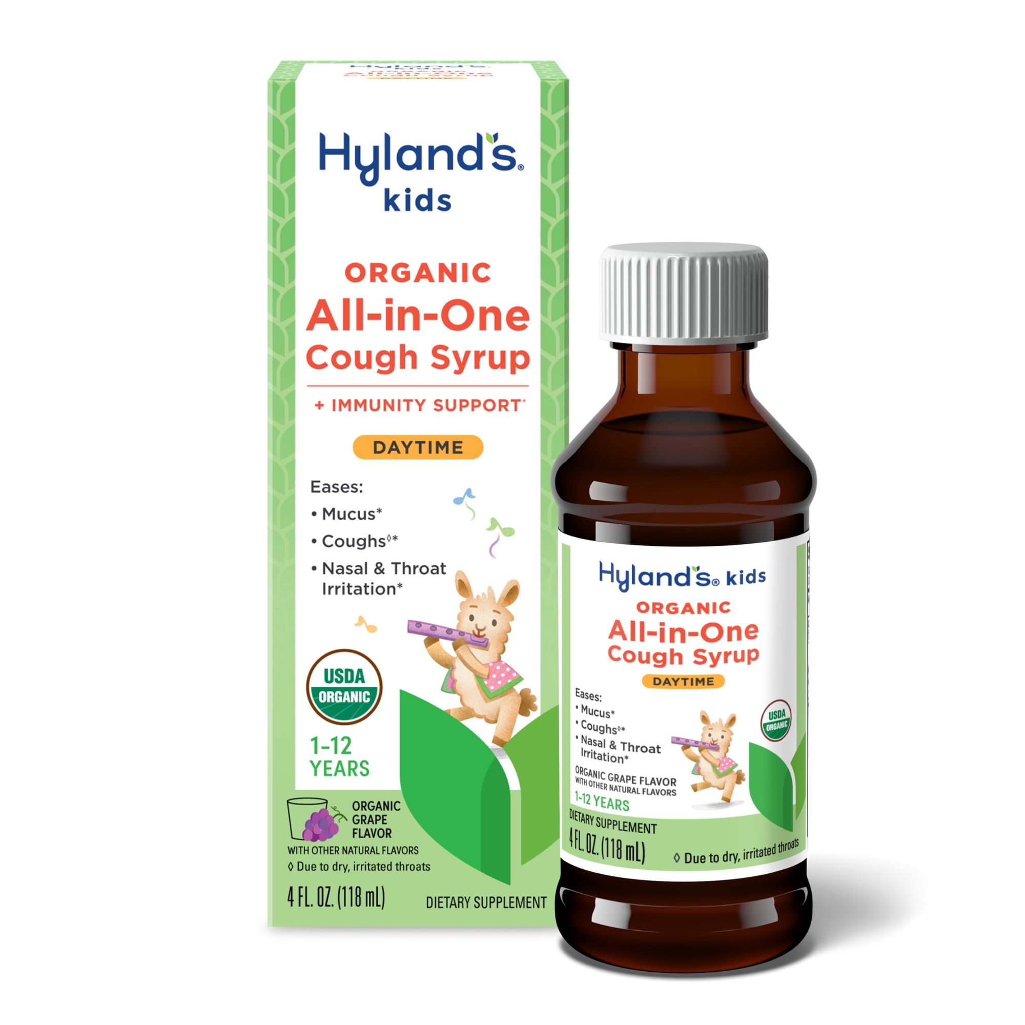 Hyland's Kids, Organic All-in-One Cough Syrup, Ages 1-12, Daytime, 4 fl oz