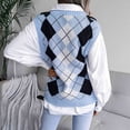 thumbnail image 4 of Chaleco de suéter sin mangas para mujer chaleco de suéter de punto a cuadros suelto elegante amigable con la piel para el otoño ANGGREK Otros, 4 of 6