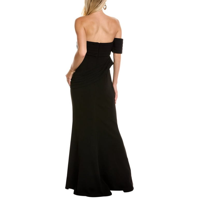 4 Badgley Mischka Black Grecian One Shoulder Beaded Silk Gown purchases