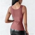 thumbnail image 6 of Soyumi Tank Top for Women, Slim Fit Workout Tops High Neck Sleeveless Ribbed Built In Bra Camisole Summer Shapewear Compression Baselayer for Yoga Gym and Casual, Brick Red, 6 of 8