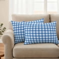 thumbnail image 3 of Outdoor Waterproof Pillow Covers Light Blue Gingham Check Decorative Throw Pillow Protectors,Pillowcase Cushion Cases for Patio Sofa Garden Couch,20x12in,Pack of 2, 3 of 14