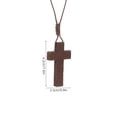 thumbnail image 3 of Collar con colgante de cruz de madera y cadena ajustable para hombre y mujer, ideal para diversas ocasiones y atuendos., 3 of 7