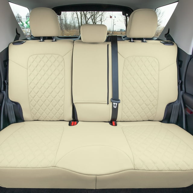 For 2021-2024 Ford Bronco Sport FH Group Neoprene Custom Fit Seat Covers Water Resistant Solid Beige - Rear Set