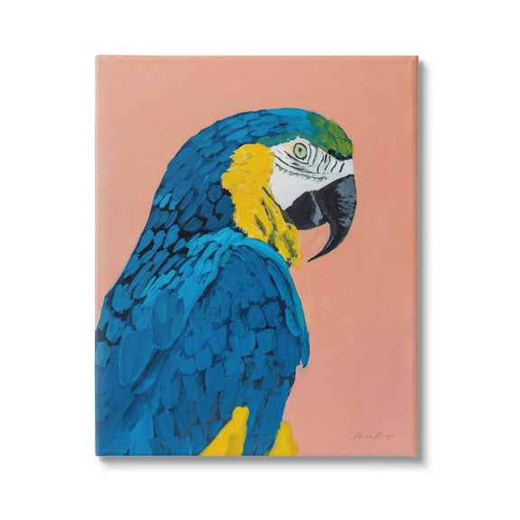 Stupell Industries Bold Parrot Wildlife Portrait Painting Gallery Wrapped Canvas Print Wall Art, Design by Pamela Munger