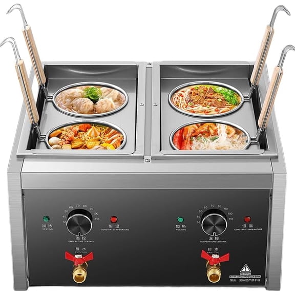 Commercial Pasta Cooker 4 Holes Macaroni Vegetable Dumpling Cooker Noodle Cooking Machine Pasta Makers Boiler Machine with 4 Basket Noodle Dumpling Maker with Noodle Filter 110V 60hz US plug