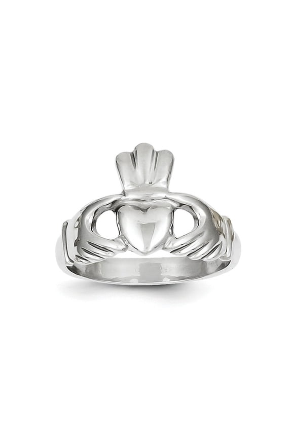 14k White Gold Polished Men's Claddagh Ring