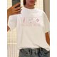 thumbnail image 1 of Camiseta estampada de una pieza con cuello redondo, estilo vintage, informal, para mujer, ropa de ocio., 1 of 6
