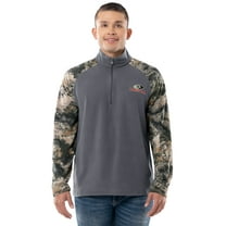Mossy Oak Men's Raglan Long Sleeve Quarter Zip Fleece Pullover Hunting Shirt, Size Small to 2XL