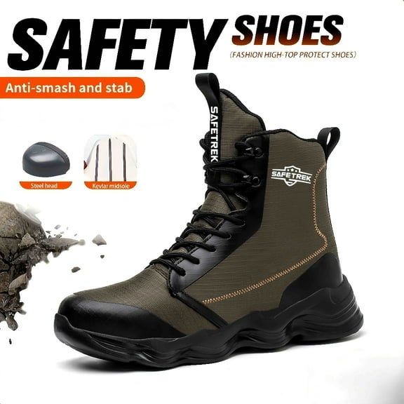 SAFETREK Steel Toe Safety Shoes For Men Women: Anti-Puncture Anti-Smash Anti-Slip Work Footwear,Lightweight Comfortable Security Boots for Long Shifts in Factory & Construction
