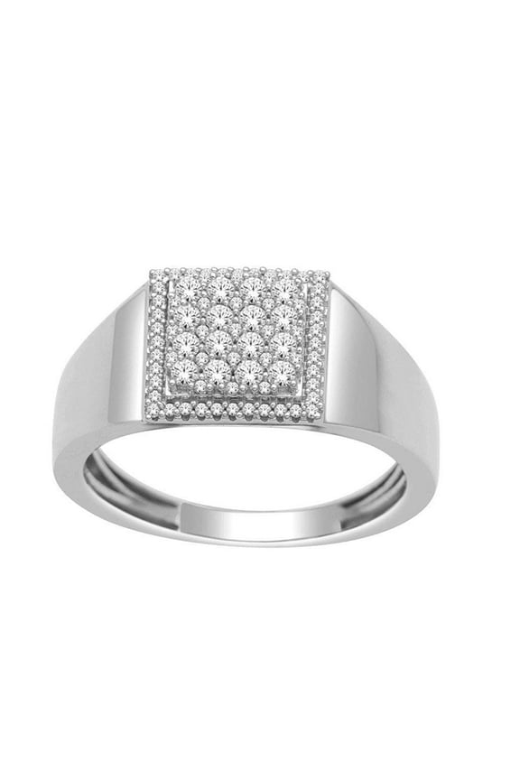 1/2cttw Mens Wedding Ring Squared 10K White Gold 9mm Wide 10K Comfort Fit(0.5cttw)