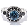 thumbnail image 2 of 925 Sterling Silver Black Spinel, London Blue Topaz Ring, 2 of 6