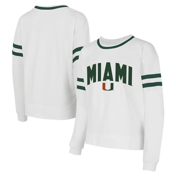 Women's Concepts Sport White Miami Hurricanes Borough French Terry Arch Over Long Sleeve Top