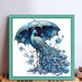 thumbnail image 2 of Hilo Algodón Ecológico Bordado 11CT 3 Hebras Impresión 40x40cm Kit Serie Punto Cruz Pavo Real Azul, 2 of 9