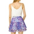 thumbnail image 3 of MODA NOVA Junior's Floral Print Elastic High Waist A-Line Mini Skirt Purple XL, 3 of 6