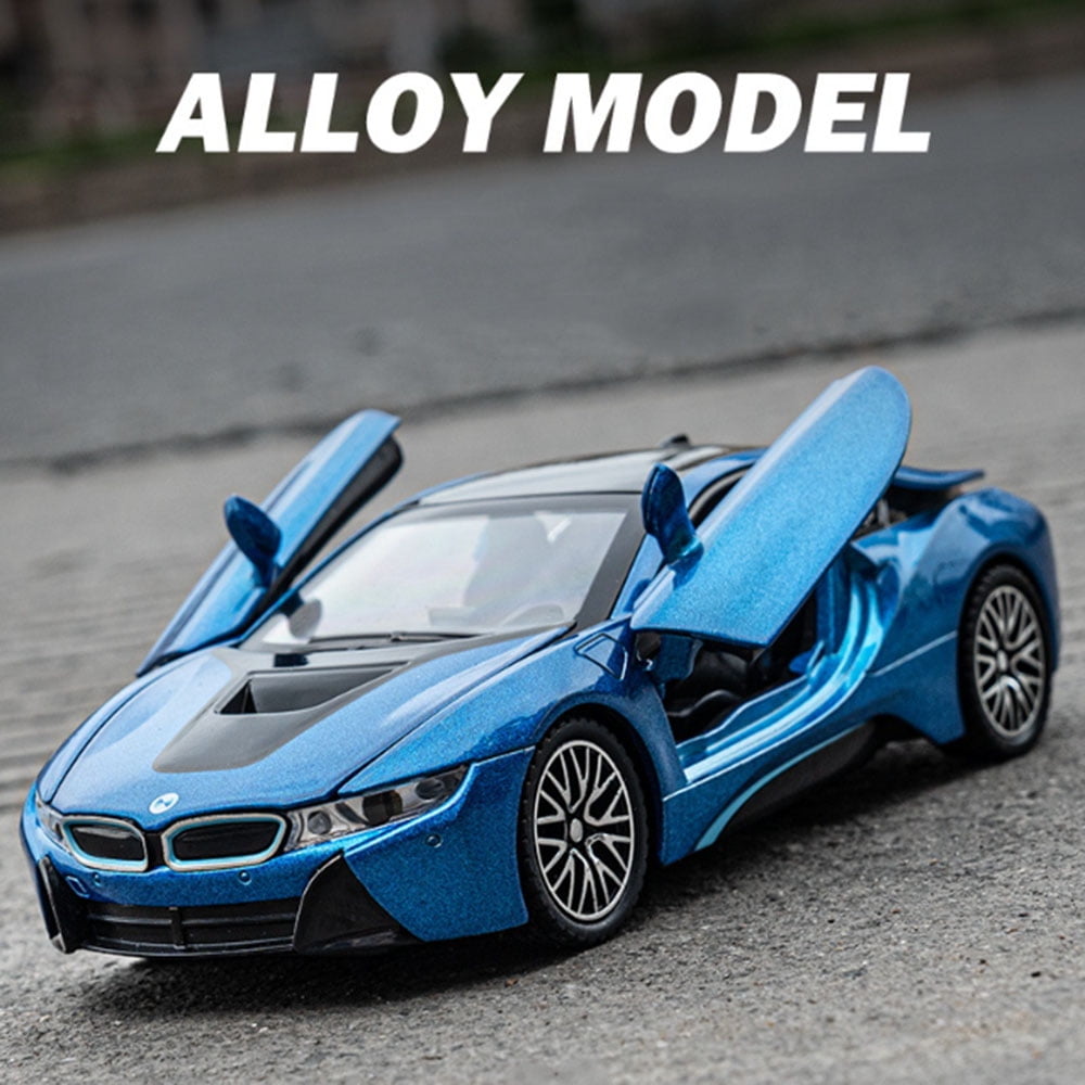 CHUNYAN 1:32 Scale BMW I8 Alloy Sports Model Miniature Car Toy Diecast Metal 4 Doors Opened Sound Light Vehicles for Child Birthday Gift