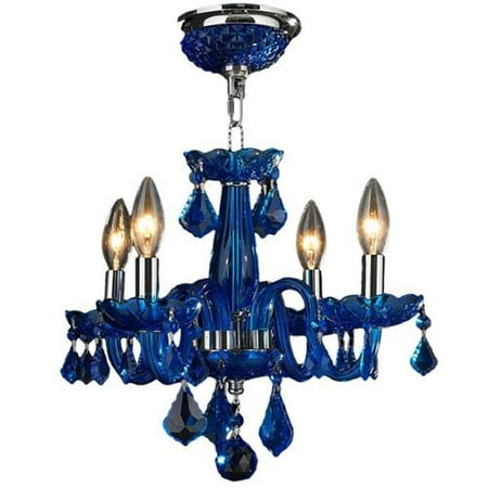 Modern Elegance 4 Light Full Lead Sapphire Blue Crystal Chrome Modern Elegance 4 Light Full Lead Sapphire Blue Crystal Chrome Finish Mini 16 Inch
