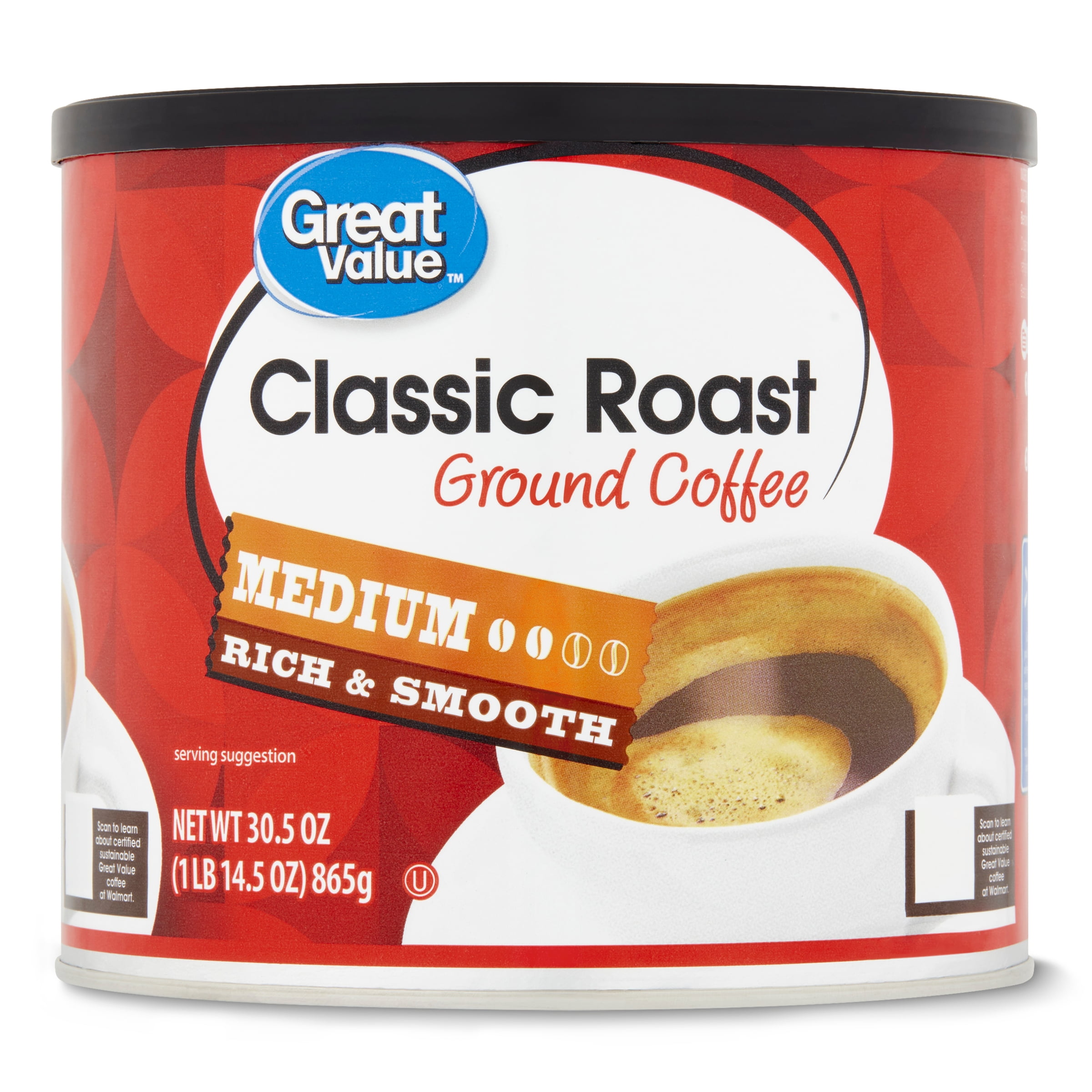 Great Value Classic Roast Medium Ground Coffee, 30.5 oz
